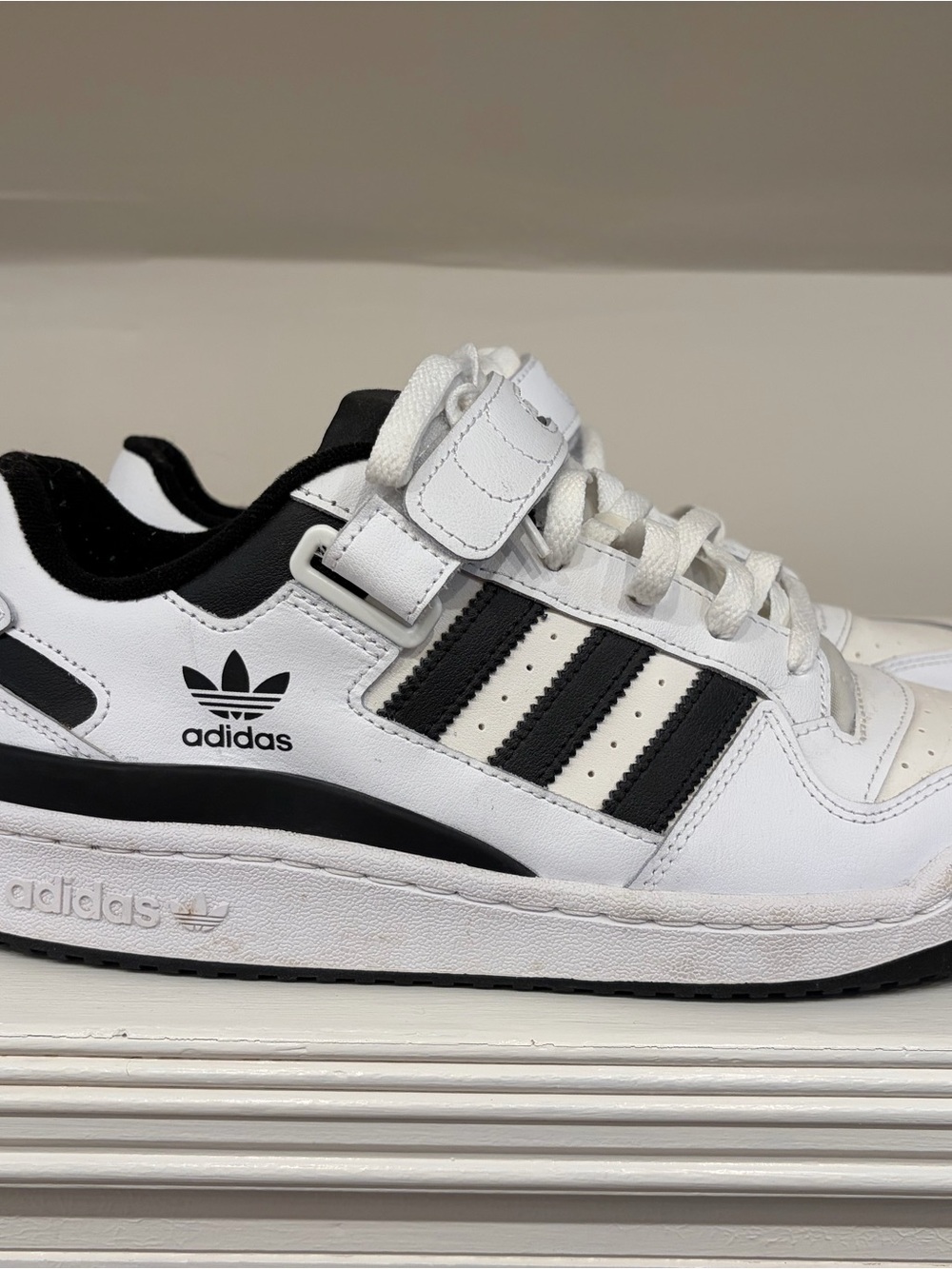 adidas Kids White and Black Low-Top Sneaker with Strap